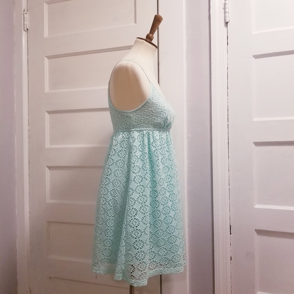 Express Lace Mint Green Babydoll Dress, Size S - Picture 7 of 12